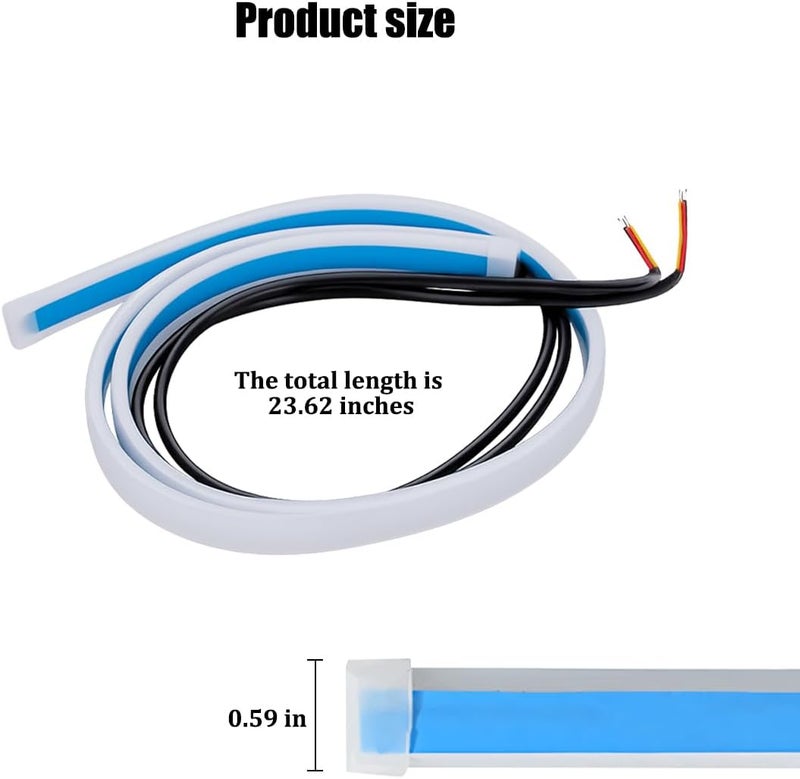 Sandfren 2PCS Car Headlight LED Strip Light, 24" Flexible Dual Color Turn Signal Light Strip with Dynamic Streamer Effect, Waterproof Automotive Daytime Running Lamp, Universal Fit (Ice Blue/Yellow) - Image 2